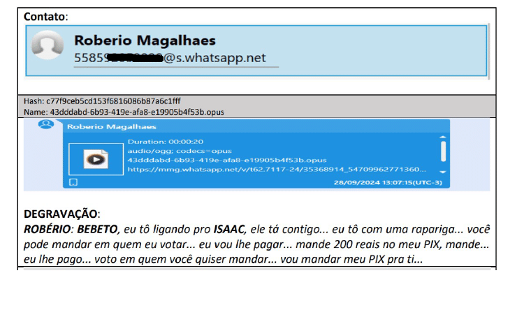 Eleitor pede R$ 200 a Bebeto e indica voto