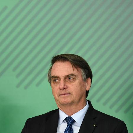 12.jan.2019 - O presidente Jair Bolsonaro em cerimônia no Palácio do Planalto - Evaristo Sa/AFP
