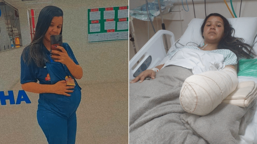 Gleice Kelly Gomes, 24, teve a mão e o punho amputados após dar à luz em um hospital no Rio de Janeiro - Arquivo pessoal
