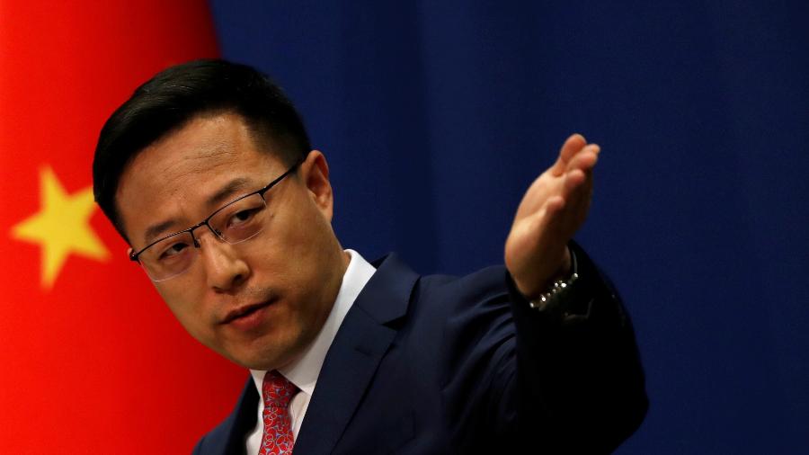 Porta-voz do Ministério das Relações Exteriores da China, Zhao Lijian, durante entrevista coletiva em Pequim - 