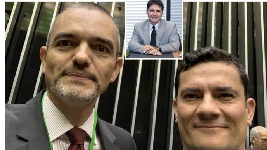 Júlio Marcelo de Oliveira, que não quer investigar Moro no TCU, em foto com seu amigão; no destaque, Lucas Rocha Furtado, que segue a regra e apanha das milícias moristas - Reprodução/Twitter; Reprodução/TCU