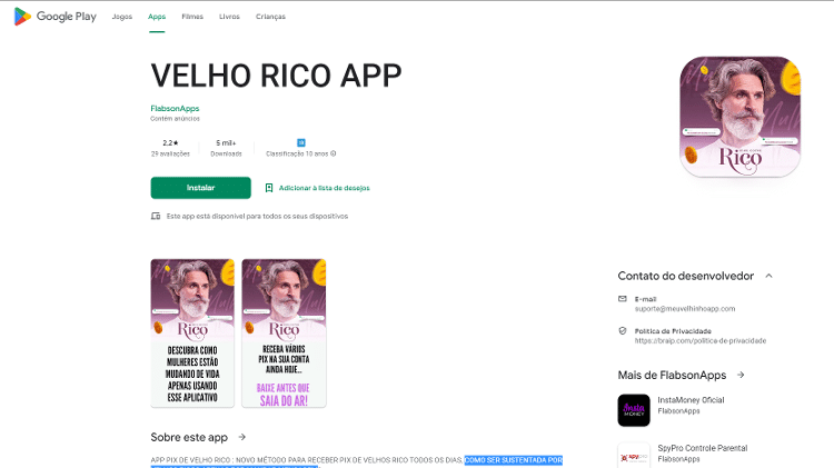 Velho Rico InstaMoney, Meu Velho Rico e Play Premiado: esses apps são cilada
