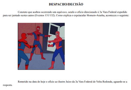 Juíza usou 'meme do homem aranha' em uma decisão de desapropriação