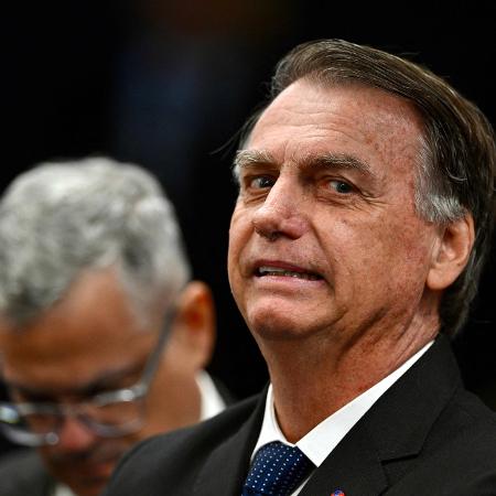 O ex-presidente Jair Bolsonaro durante sessão de interrogatório no STF O ex-presidente Jair Bolsonaro durante sessão de interrogatório no STF