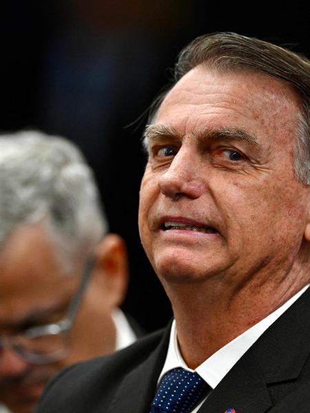 O ex-presidente Jair Bolsonaro durante sessão de interrogatório no STF O ex-presidente Jair Bolsonaro durante sessão de interrogatório no STF