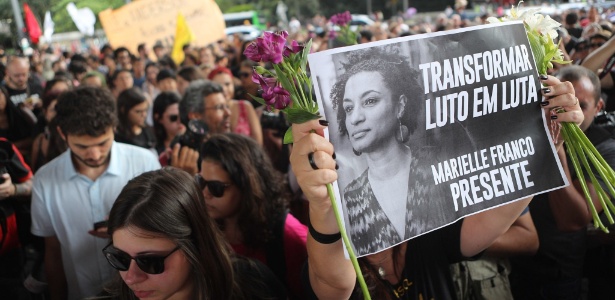 Ato em homenagem a Marielle no Masp, em São Paulo - Daniel Teixeira/Estadão Conteúdo