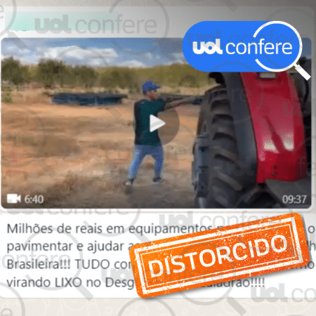 09.jan.2024 - No próprio vídeo, o senador Cleitinho (Republicanos-MG), à época deputado estadual, diz que a gravação é de 2021 - Arte/UOL sobre Reprodução WhatsApp