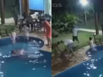 Vídeo mostra momento em que noiva cai em piscina antes de morrer em SP