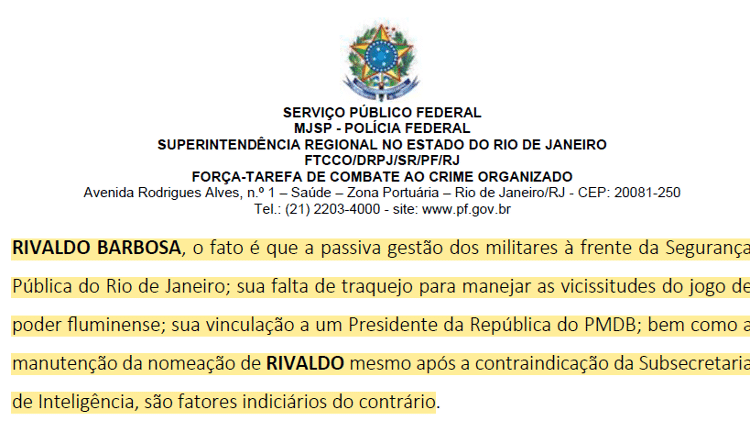 Reprodução de ofício da Polícia Federal