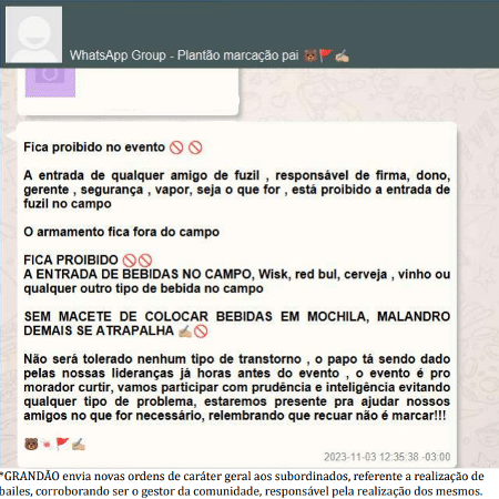 No WhatsApp, c&uacute;pula do CV definia plant&atilde;o, pagamento e orientava tr&aacute;fico