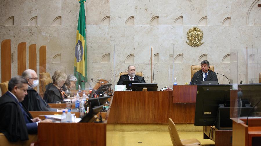 1.jul.2022 - Ministros do Supremo Tribunal Federal durante sessão plenária da Corte - Rosinei Coutinho/SCO/STF