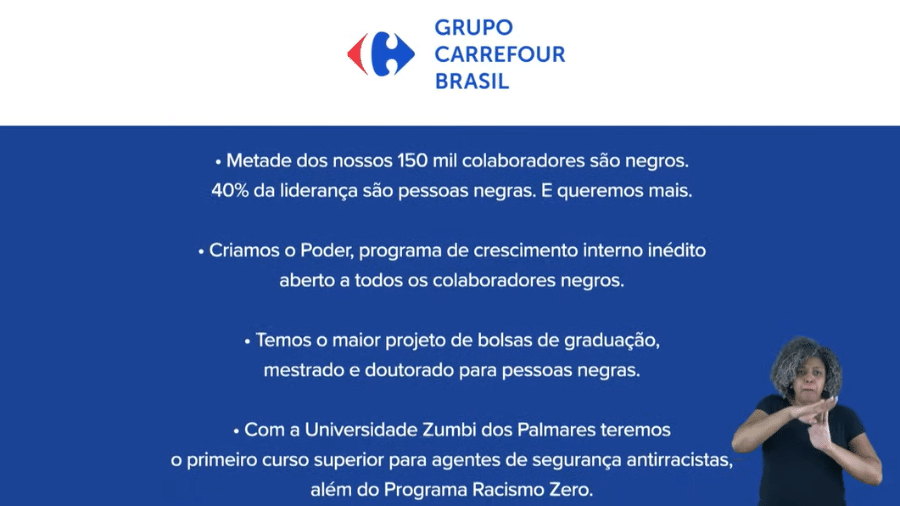 O Grupo Carrefour divulgou um comunicado oficial nos canais de televisão - Reprodução/YouTube/CNN Brasil