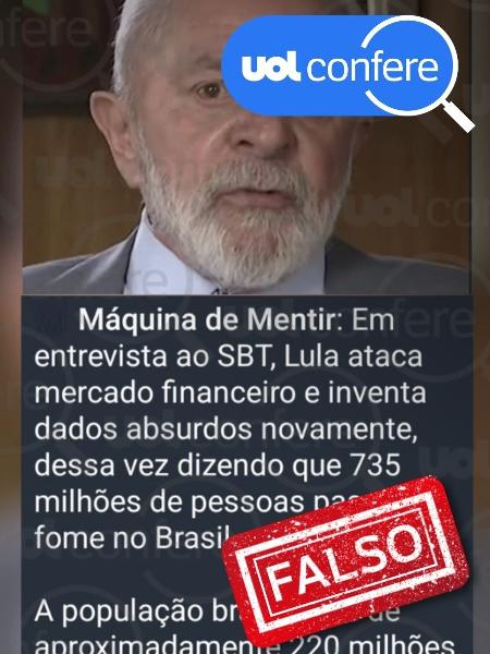 19.mar.2024 - Lula falou sobre a população mundial que passa fome, não só no Brasil