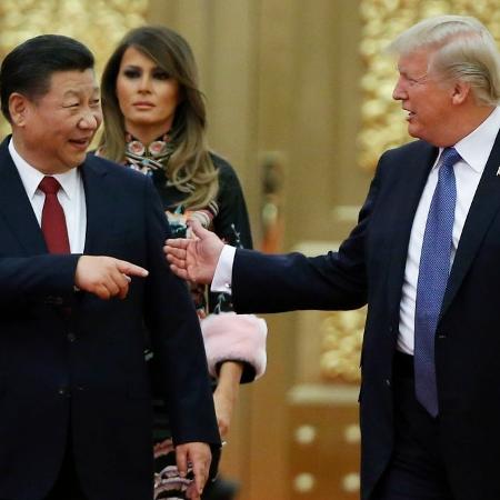 Os presidentes da China e dos EUA, Xi Jinping e Donald Trump - Thomas Peter - Pool/Getty Images