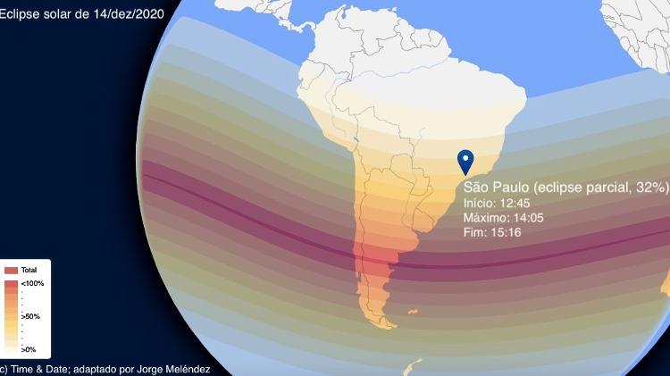 Map of the eclipse of December 14 - Playback / Date and time adapted for Jorge Meléndez - Playback / Date and time adapted for Jorge Meléndez