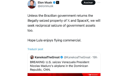 Musk faz provocação ao presidente brasileiro 