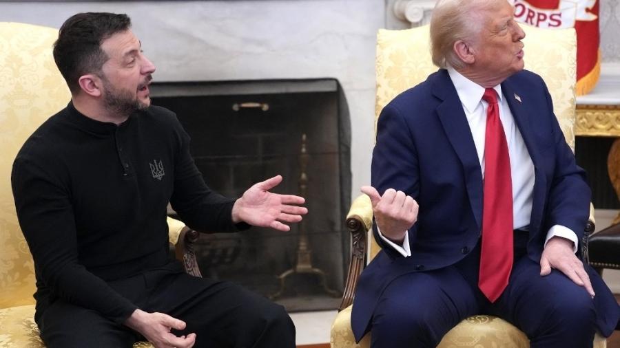 28.fev.2025 - Donald Trump e Volodymyr Zelensky discutem na Casa Branca 28.fev.2025 - Donald Trump e Volodymyr Zelensky discutem na Casa Branca