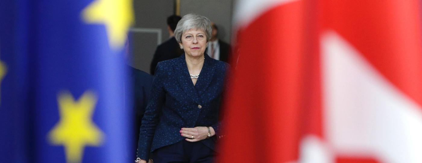 21.mar.2019 - A primeira-ministra britânica Theresa May chega em Bruxelas para o primeiro dia de reunião com líderes da União Europeia sobre o Brexit - Aris Oikonomou/AFP