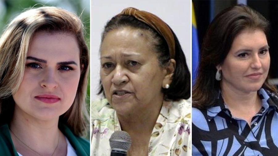 Marília Arraes (SD) lidera corrida ao governo em Pernambuco; Fátima Bezerra (PT) tenta a reeleição no Rio Grande do Norte; e Simone Tebet (MDB), nome da terceira via à Presidência: as mulheres na disputa - Arte/UOL