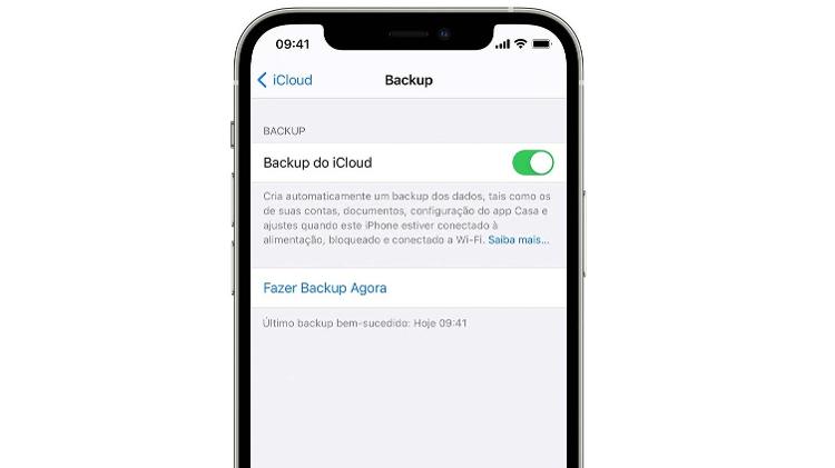 Tela de backup do iOS - Reprodução - Reprodução