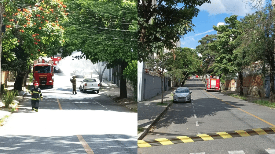 9.mar.2023 - Bombeiros isolaram quarteirão e prestaram atendimento às vítimas após ataque de abelhas em Belo Horizonte - 9.mar.2023 - Divulgação/CBMMG