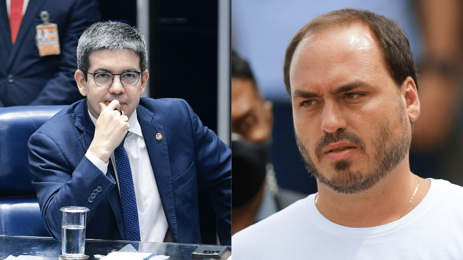 Randolfe Rodrigues (esq.) e Carlos Bolsonaro (dir.) - Pedro França/Agência Senado e Adriano Machado/Reuters