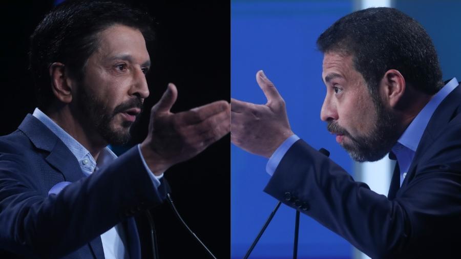 Ricardo Nunes e Guilherme Boulos em debate na Record