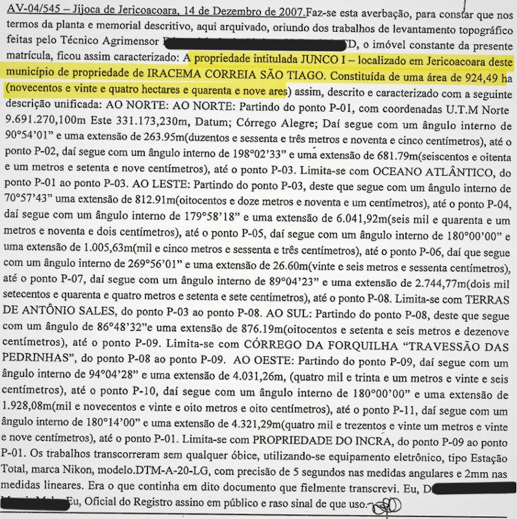 Averbação de área em Jericoacoara (CE) que está sendo questionada pelo MPCE