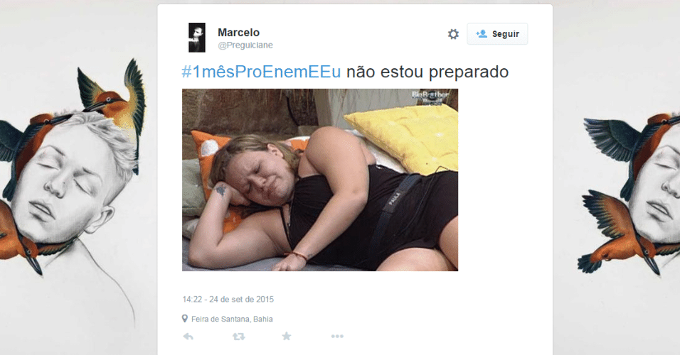 A apenas 30 dias para o Enem (Exame Nacional do Ensino Médio) 2015, a hashtag #1mêsProEnemEEu está no primeiro lugar nos assuntos mais comentados do Twitter no Brasil