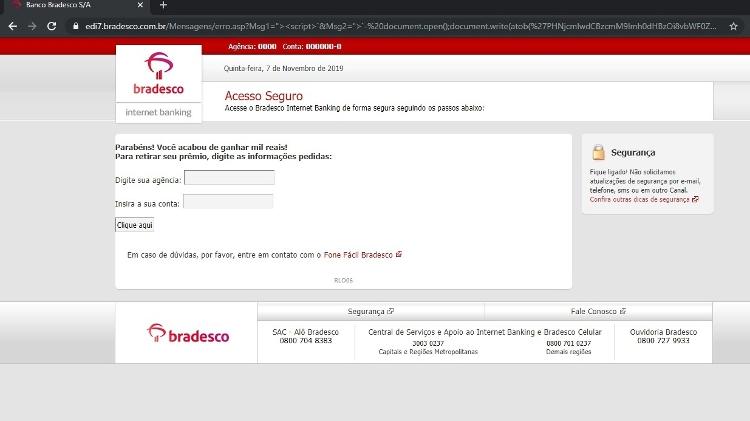 Falha permitia que hackers remodelassem site do Bradesco para aplicar golpes - Arquivo Pessoal/Mateus Gomes