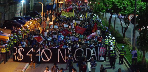 07.jan.2020 - Ato contra o aumento das passagens de metrô e ônibus em São Paulo
