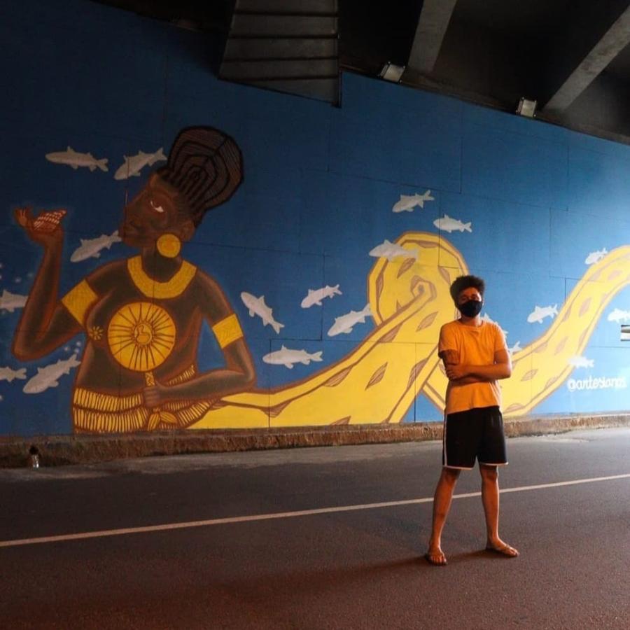 Pinturas nas paredes internas do Túnel da Abolição, na zona oeste do Recife (PE). - Divulgação
