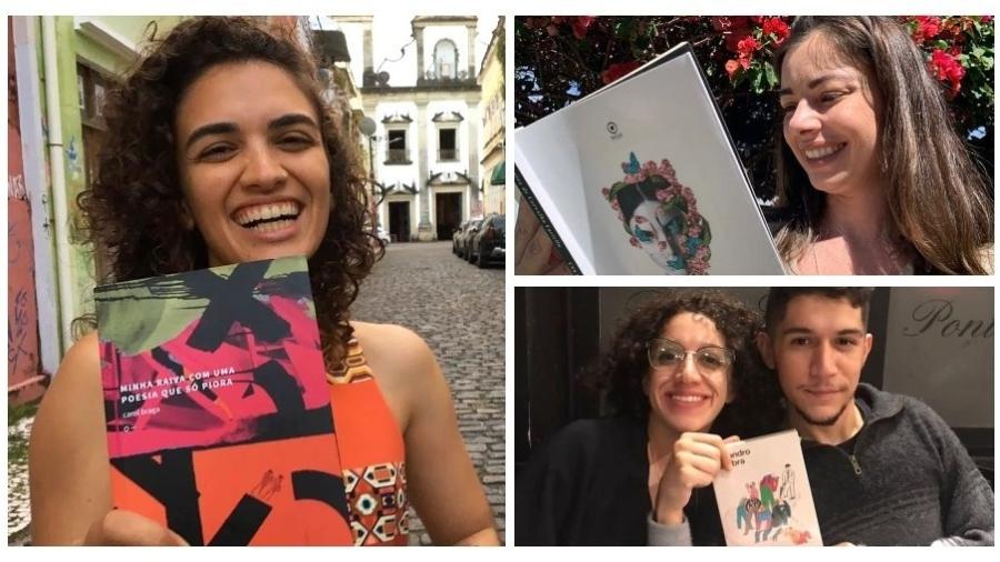 Carol Braga (esq), Luiza Fariello (acima) e Caetano Romão (abaixo) estão entre os autores estreantes selecionados pelo Prêmio Oceanos 2022 - Instagram/reprodução