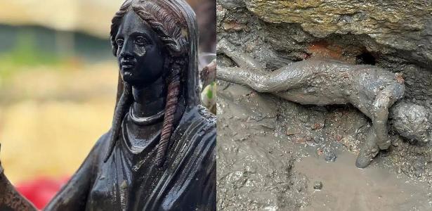 Arqueólogos na Itália desenterraram 24 estátuas de bronze antigas