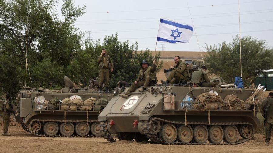 Soldados do Exército de Israel nas proximidades da Faixa de Gaza