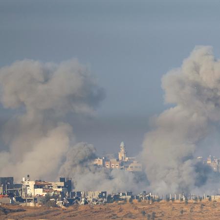 Céu da Faixa de Gaza ficou tomado por fumaça após novos ataques de Israel