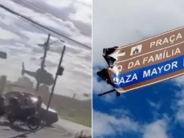 Vídeo: Helicóptero da PM bate em placa de trânsito durante pouso em GO