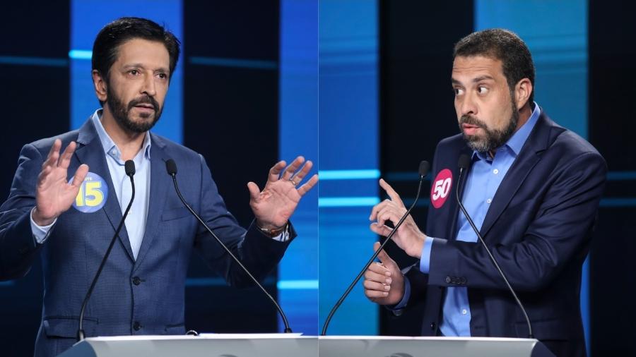 Ricardo Nunes e Guilherme Boulos em debate na Record/Estadão - Antonio Chahestian/Record