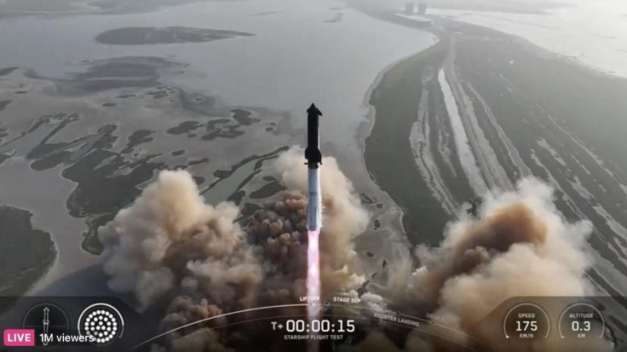 27.mai.2025 - O lançamento do mais recente teste do foguete Starship, da SpaceX 27.mai.2025 - O lançamento do mais recente teste do foguete Starship, da SpaceX