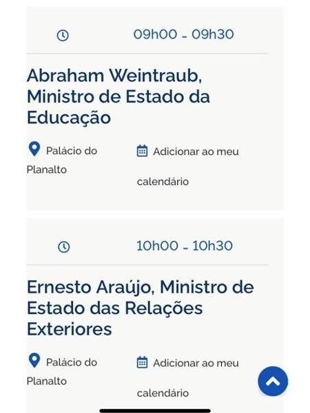 Agenda de Jair Bolsonaro para hoje, 3 de abril: dois ministros e mais nada - Reprodução