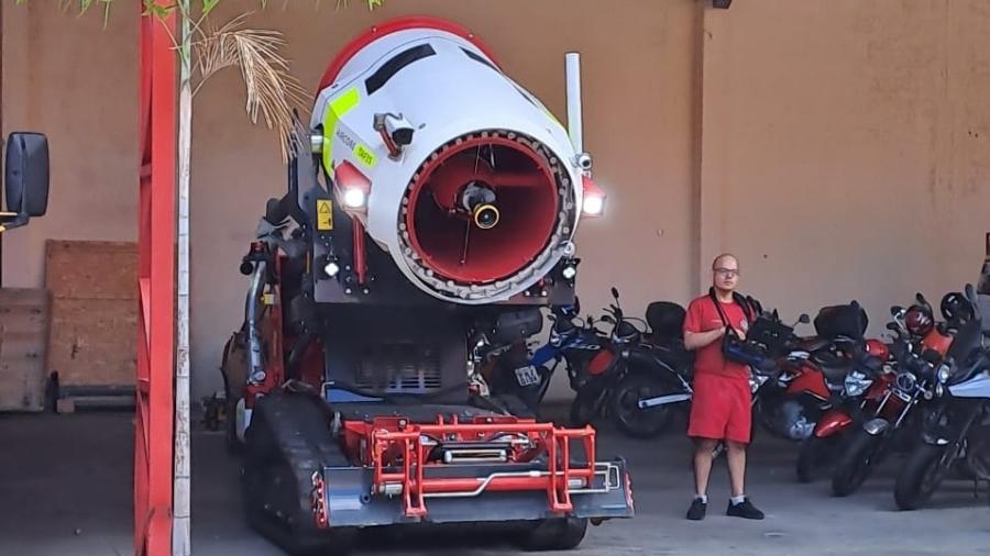 Robô bombeiro Aircore, da Magirus, é usado pelo Corpo de Bombeiros do Ceará - Divulgação/CBMCE