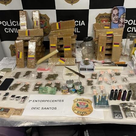 Polícia Civil diz ter apreendido porções de maconha e haxixe em apartamento em Santos, além de outros objetos e dinheiro