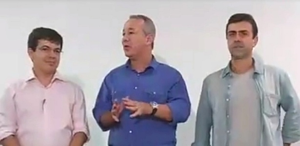 Randolfe (à esq.) e Jefferson Moura (centro), da Rede, se reúnem com Marcelo Freixo no Rio