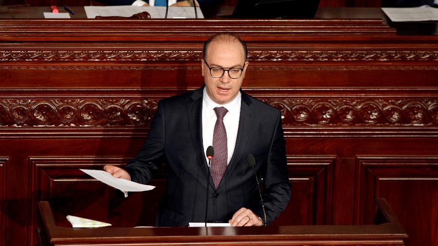 26.fev.2020 - O primeiro-ministro da Tunísia, Elyes Fakhfakh, durante discurso na Assembleia Representativa - Zoubeir Souissi/Reuters
