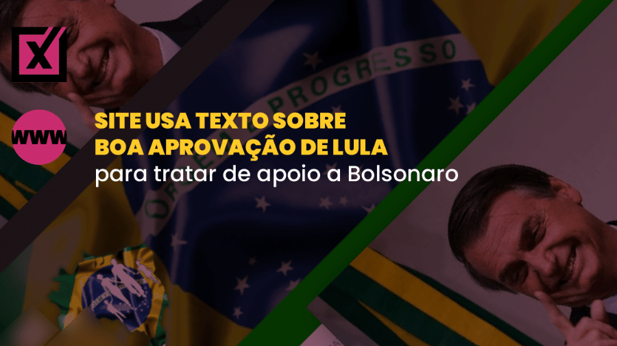 Site afirma que o presidente Jair Bolsonaro (sem partido) teria 64% de aprovação - Arte/Comprova