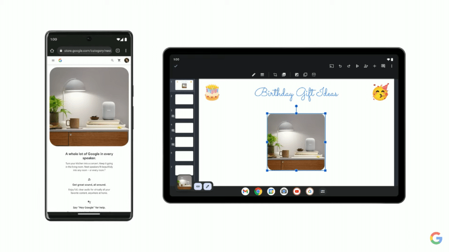 Android 13 permite copiar um arquivo ou texto do celular e colar no Chromebook ou tablet via Nearby Share (o AirDrop do Google) - Reprodução/Google