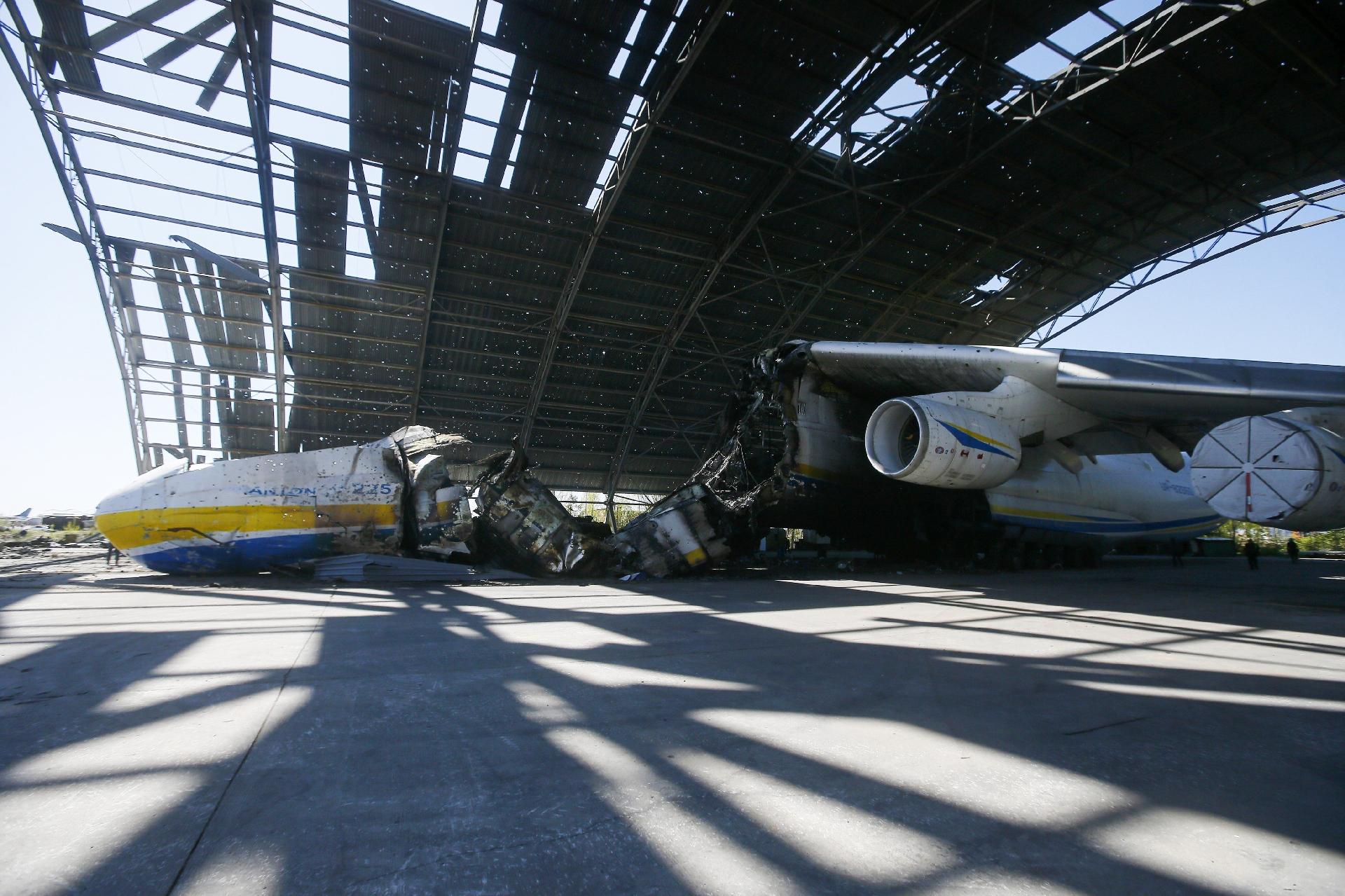 May 5th.2022 - Destroyed Antonov An-225 Mriya cargo plane spotted after battles with Russian troops at Hostomel airport in Kyiv region - May 5th.2022 - via SOPA Images/Getty Images