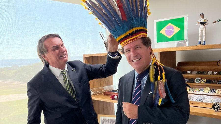 Bolsonaro e Tucker Carlson, apresentador da Fox News - Reprodução/Twitter