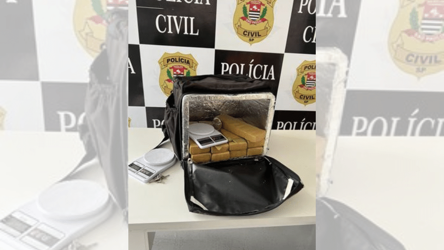 Suspeito foi pego com pequena quantidade de maconha, mas teria apontado local do estoque de droga aos policiais - Divulgação/Polícia Civil de SP