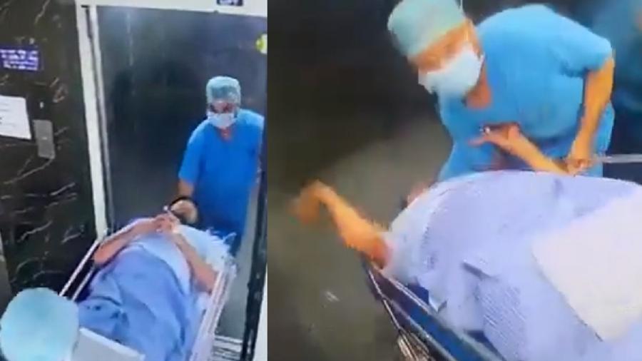 Paciente caiu dentro de elevador após falha técnica  - Reprodução/Twitter